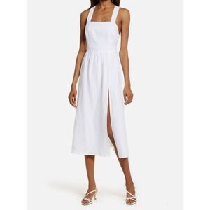 REFORMATION Elara Linen Fit & Flare Midi Dress Size 2 Sleeveless Ivory White